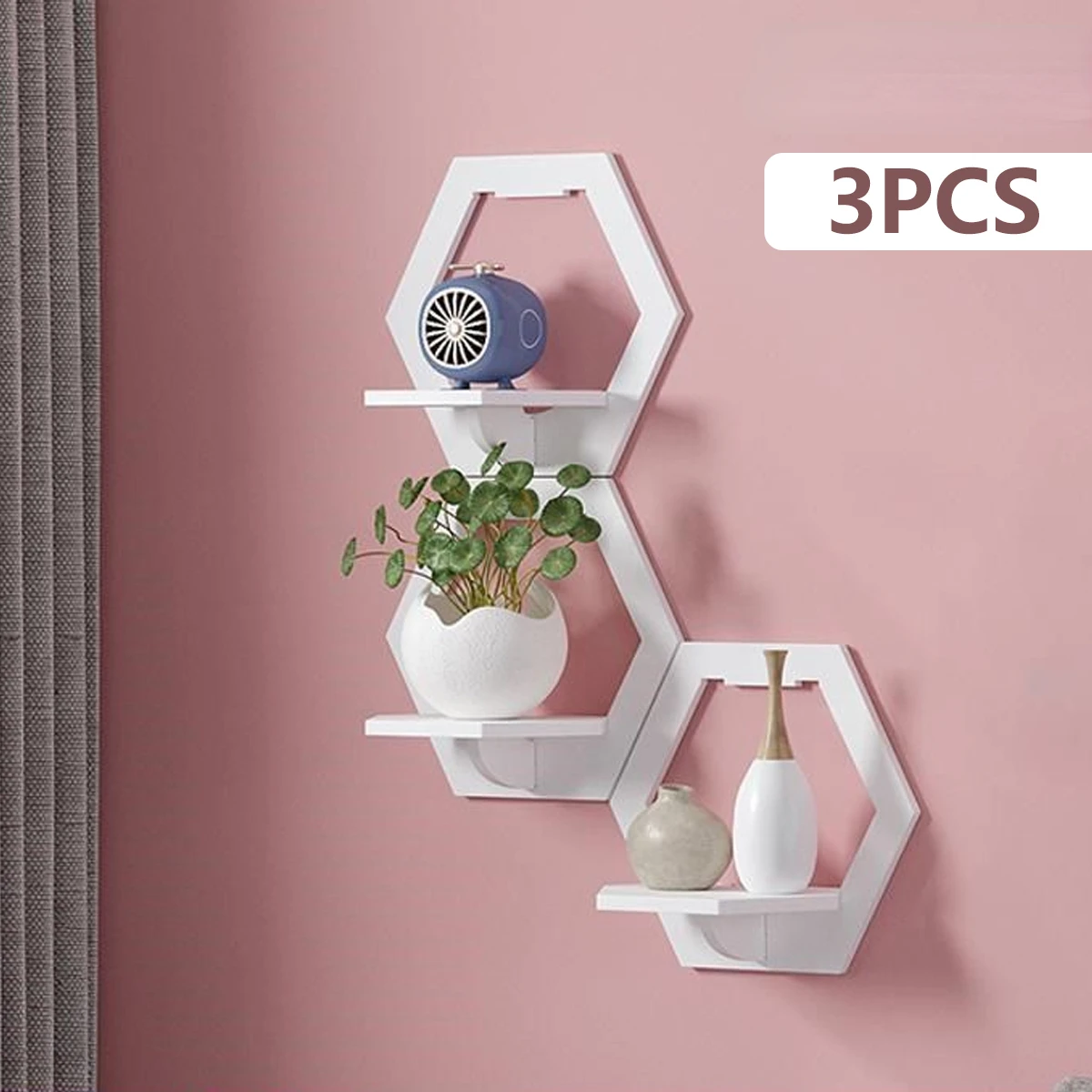 Home Bar Shelves - 3 pçs hexágono prateleira de parede