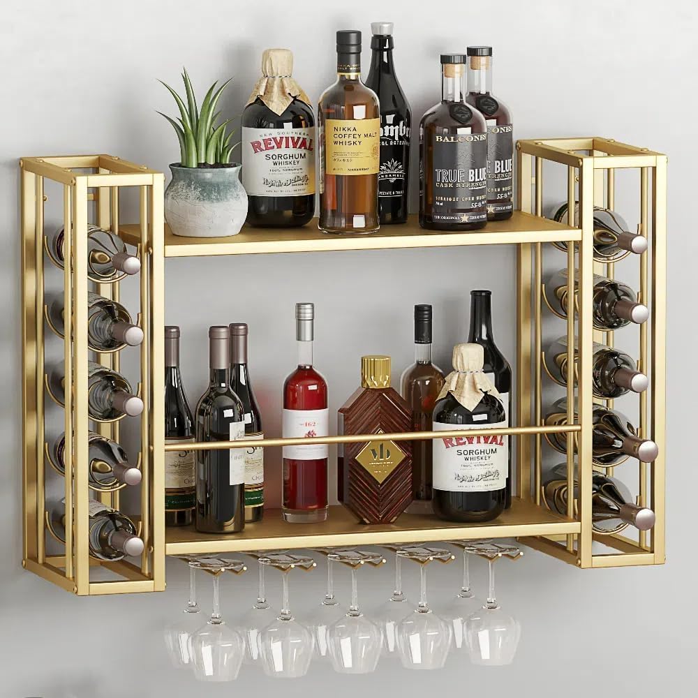 Home Bar Shelves - Suporte de Vinho Montado na Parede,
