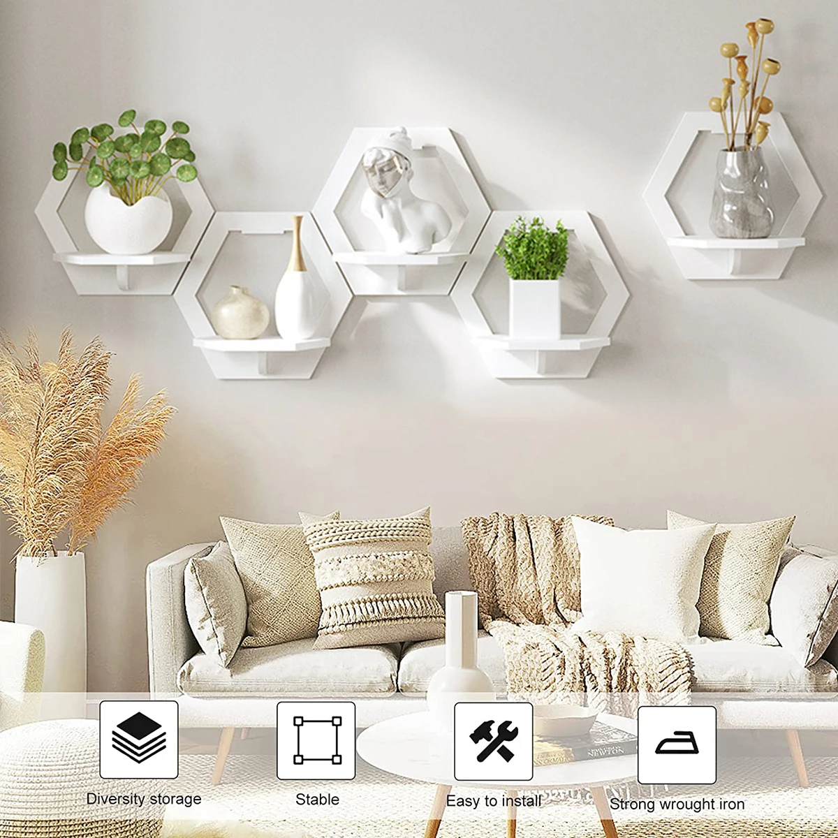 3 pçs hexágono prateleira de p - Home Bar Shelves avaliação e preço